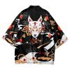 Anime White Fox Mask Pattern Unisex Kimono