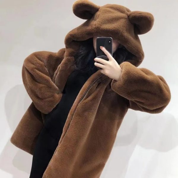 Bear Soft Faux Fur Hooded Coat