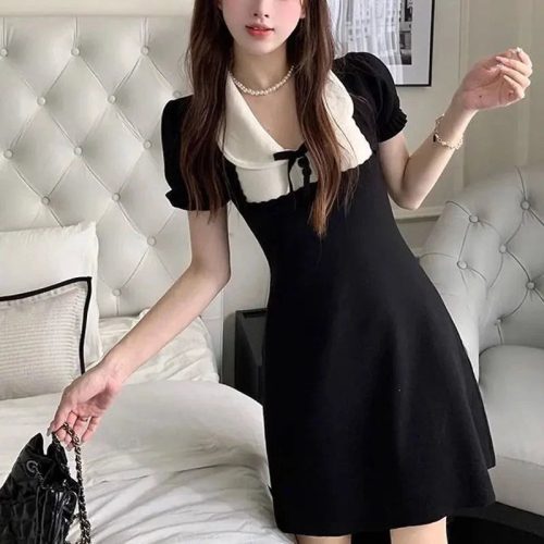 Black and White French Style Vintage Dress