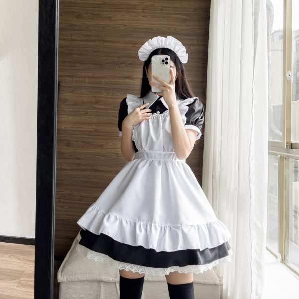 Black White Kawaii Lolita Maid Cosplay Women's Dress