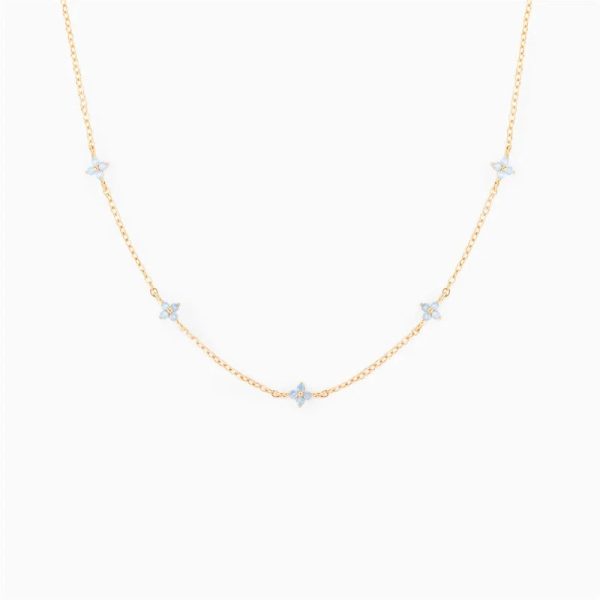 Blooming Baby Blue Flower 18K Gold-Plated Necklace