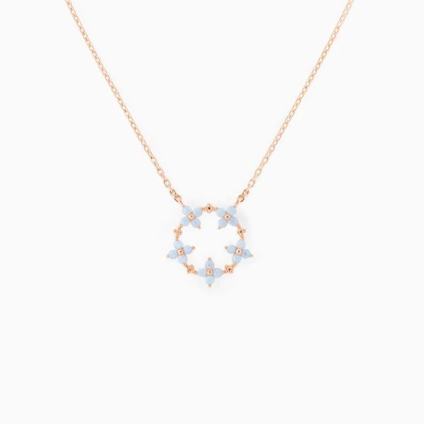 Blooming Baby Blue Flower 18K Gold-Plated Necklace