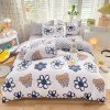 Blue Checked Bear Orange Dog Bedding Sets