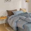 Brown Blue Mustard Mini Checked Bedding Set