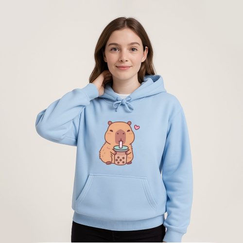 Capybara Drinking Bubble Tea Unisex Hoodie