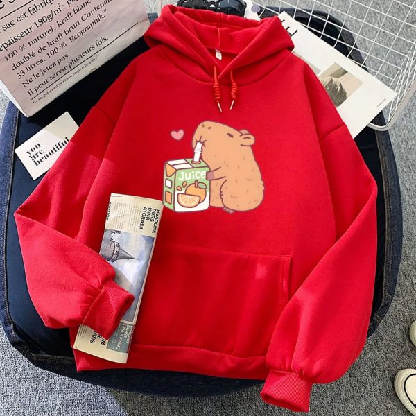 Capybara Drinking Orange Juice Unisex Hoodie