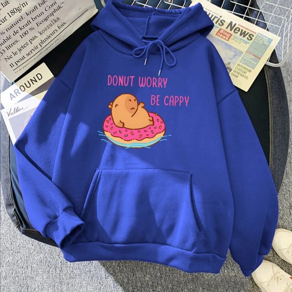 Capybara Floating Donut Don't Worry Be Cappy Unisex Hoodies
