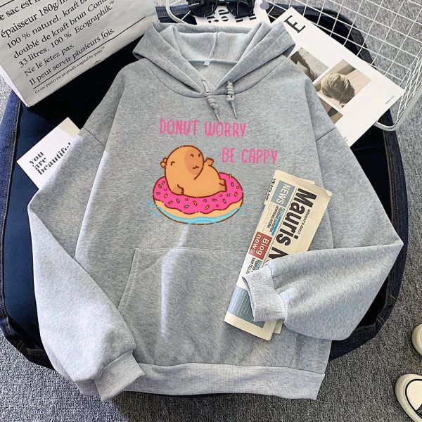 Capybara Floating Donut Don't Worry Be Cappy Unisex Hoodies