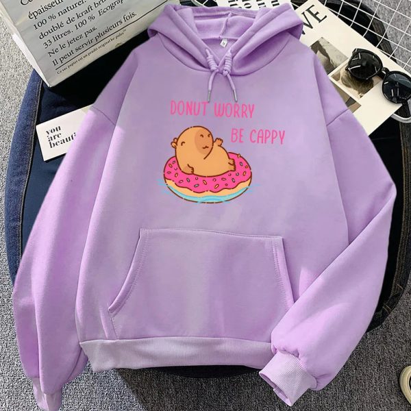 Capybara Floating Donut Don't Worry Be Cappy Unisex Hoodies