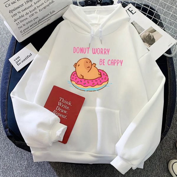 Capybara Floating Donut Don't Worry Be Cappy Unisex Hoodies