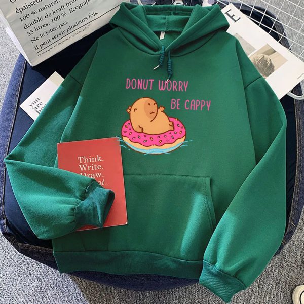 Capybara Floating Donut Don't Worry Be Cappy Unisex Hoodies