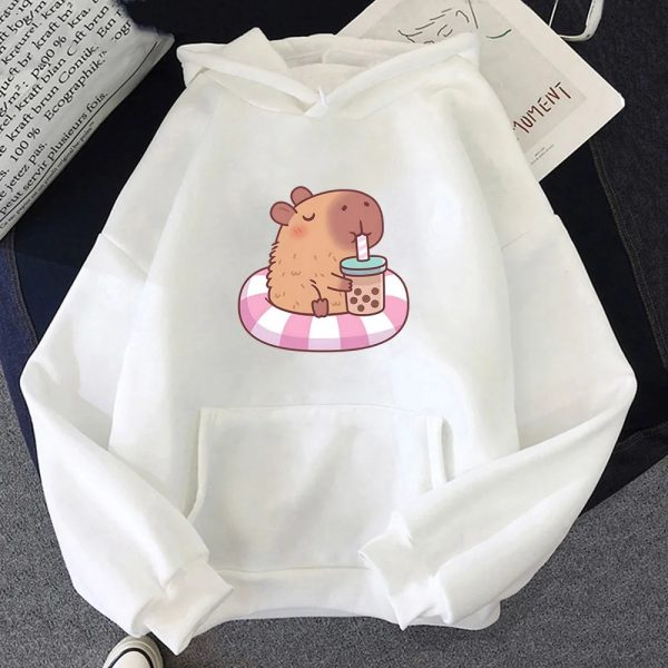 Capybara Floating & Sipping Bubble Tea Unisex Hoodie