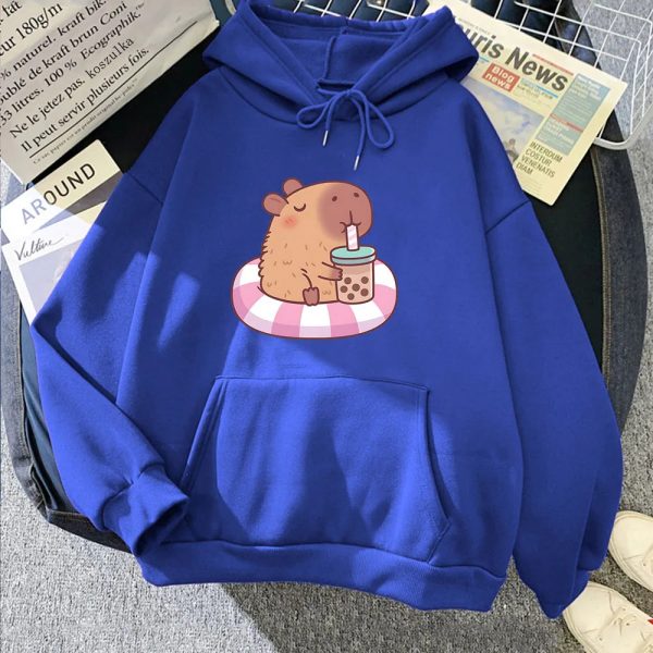 Capybara Floating & Sipping Bubble Tea Unisex Hoodie