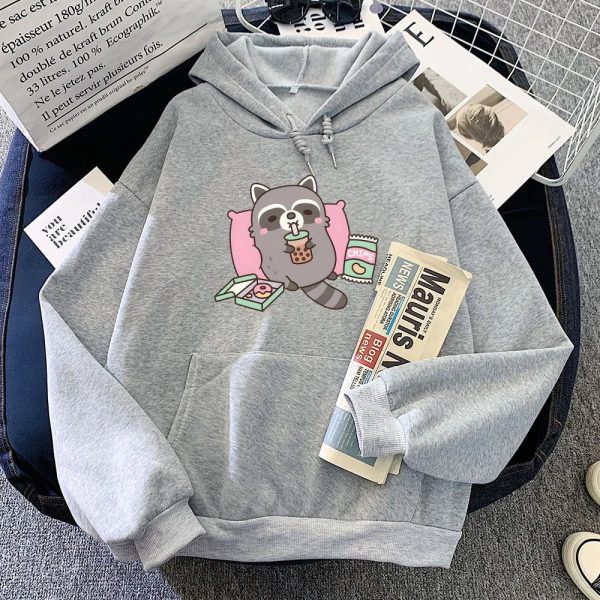 Cartoon Raccoon Bubble Tea Unisex Hoodie