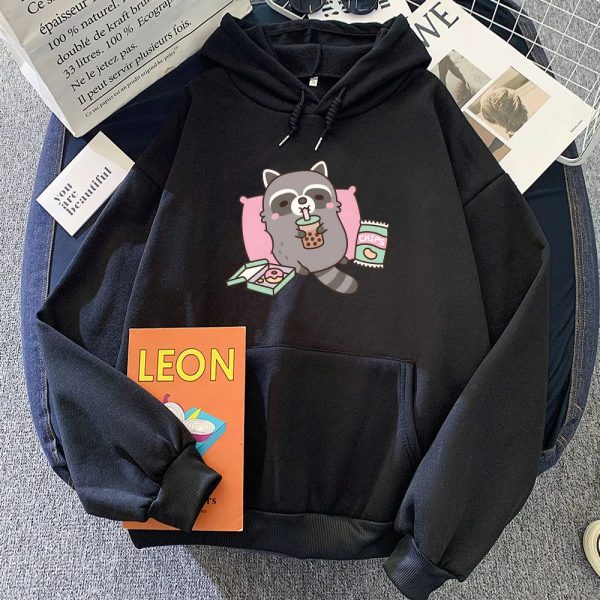 Cartoon Raccoon Bubble Tea Unisex Hoodie