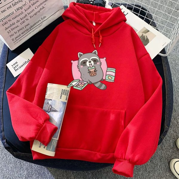 Cartoon Raccoon Bubble Tea Unisex Hoodie