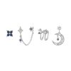 Celestial Moon & Star 18k Gold-plating Earrings (4pc Set)