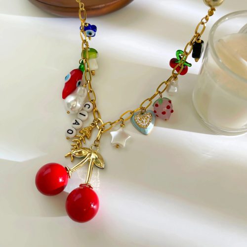 Cherry Pop Maximalist Charm Necklace