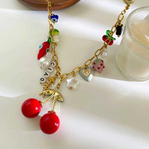 Cherry Pop Maximalist Charm Necklace