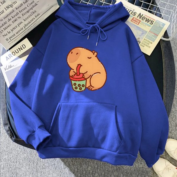 Chonky Capybara Drinking Matcha Bubble Tea Unisex Hoodie