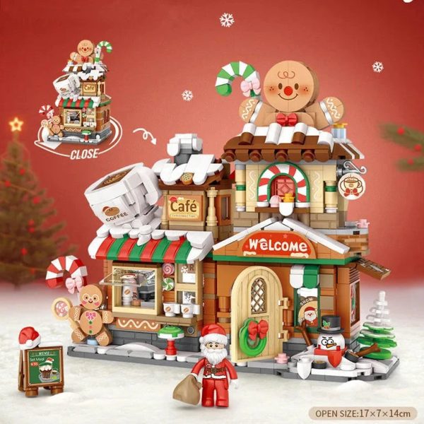 Christmas Gingerbread Cafe & Panda Shop Micro Building Set