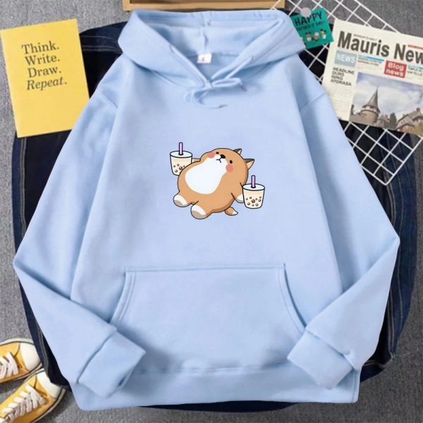Chubby Shiba Inu Bubble Tea Unisex Hoodie