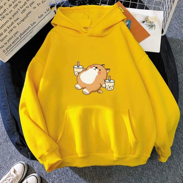 Chubby Shiba Inu Bubble Tea Unisex Hoodie