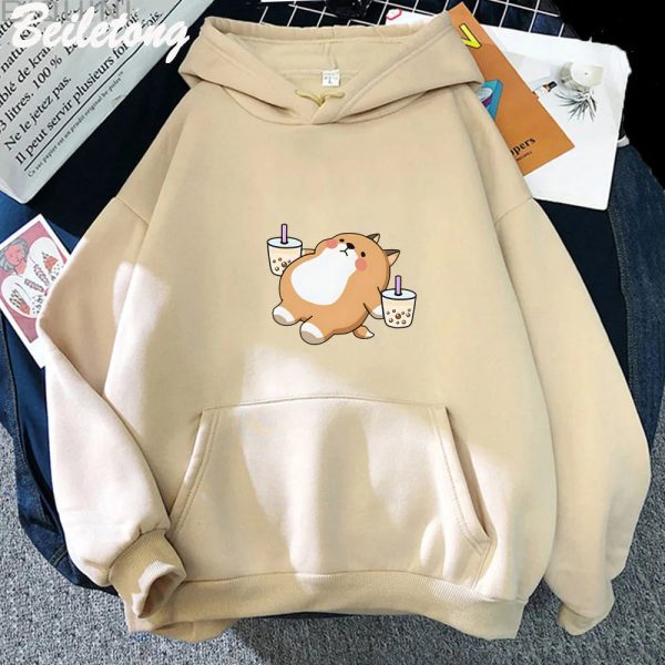 Chubby Shiba Inu Bubble Tea Unisex Hoodie