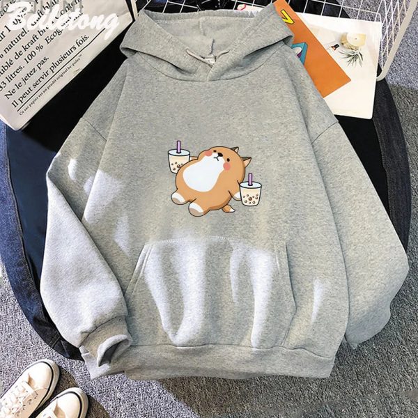 Chubby Shiba Inu Bubble Tea Unisex Hoodie