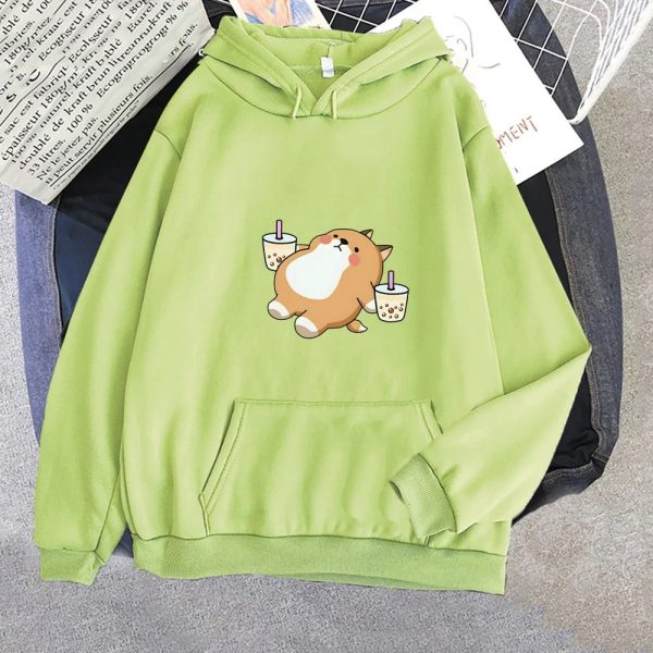 Chubby Shiba Inu Bubble Tea Unisex Hoodie
