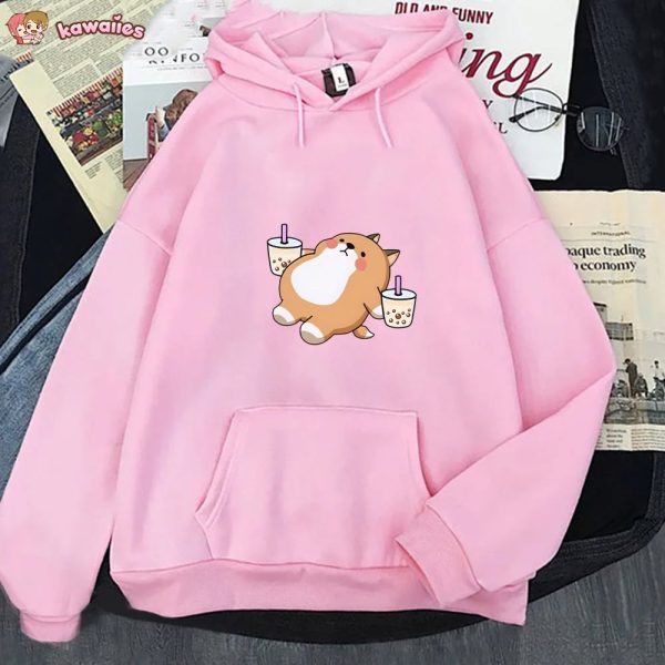 Chubby Shiba Inu Bubble Tea Unisex Hoodie