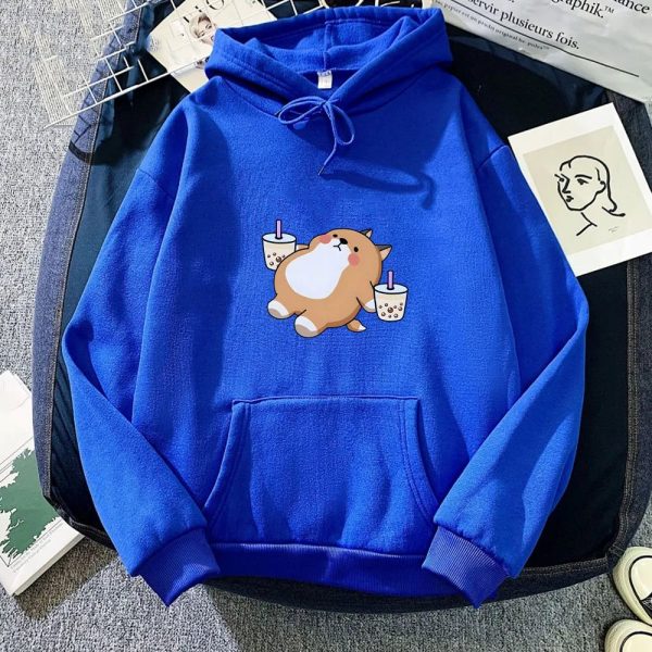 Chubby Shiba Inu Bubble Tea Unisex Hoodie