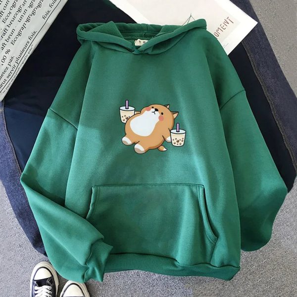 Chubby Shiba Inu Bubble Tea Unisex Hoodie