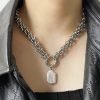 Chunky Chain Pearl Pendant Necklace