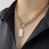 Chunky Chain Pearl Pendant Necklace
