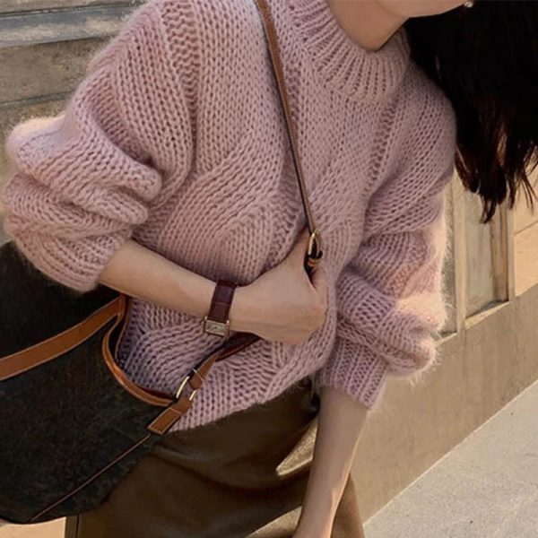 Chunky Twist Vintage O-Neck Pullover Knit Sweater