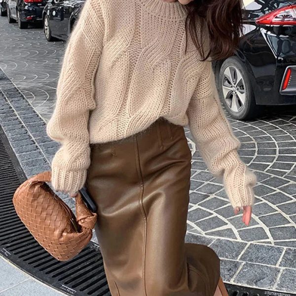Chunky Twist Vintage O-Neck Pullover Knit Sweater