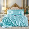 Cream Baby Blue Luxury Satin Bedding Set
