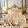 Cream Baby Blue Luxury Satin Bedding Set