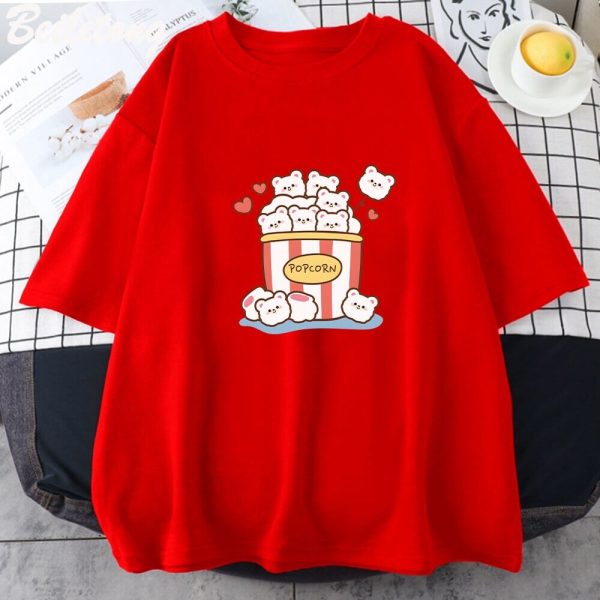 Cute Kawaii White Bear Popcorn Unisex Tee