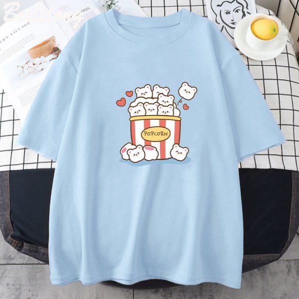 Cute Kawaii White Bear Popcorn Unisex Tee