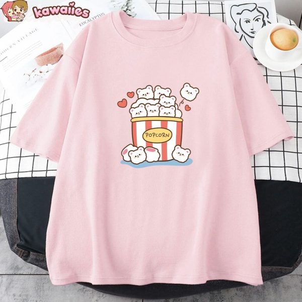 Cute Kawaii White Bear Popcorn Unisex Tee