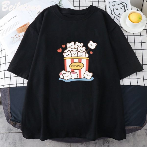 Cute Kawaii White Bear Popcorn Unisex Tee