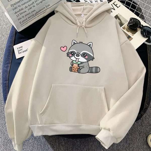 Cute Raccoon Drinking Bubble Milk Tea Unisex Hoodie