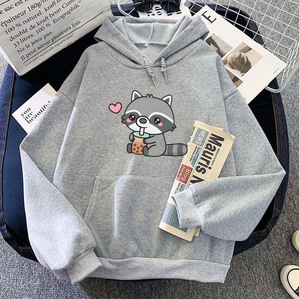 Cute Raccoon Drinking Bubble Milk Tea Unisex Hoodie