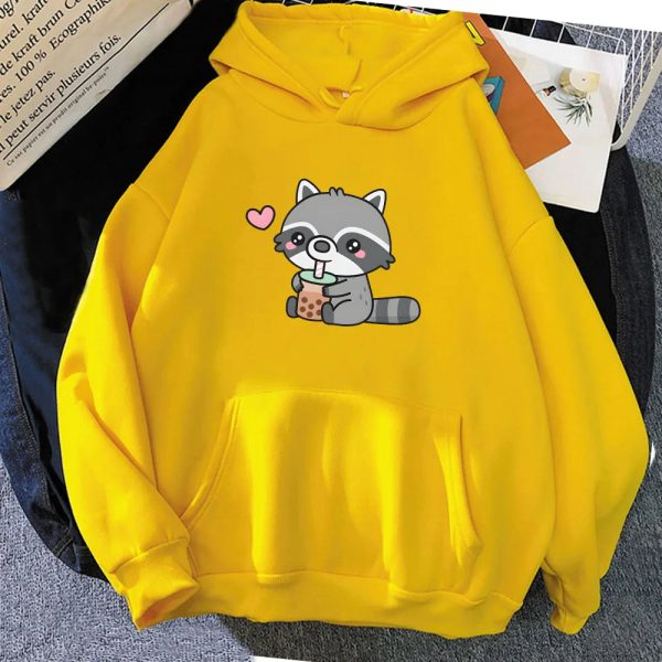Cute Raccoon Drinking Bubble Milk Tea Unisex Hoodie