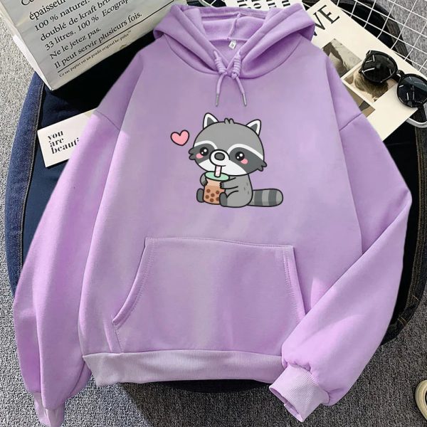 Cute Raccoon Drinking Bubble Milk Tea Unisex Hoodie