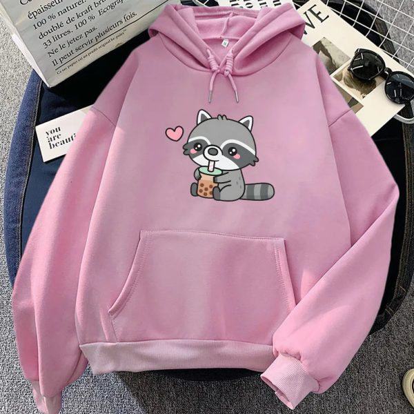 Cute Raccoon Drinking Bubble Milk Tea Unisex Hoodie