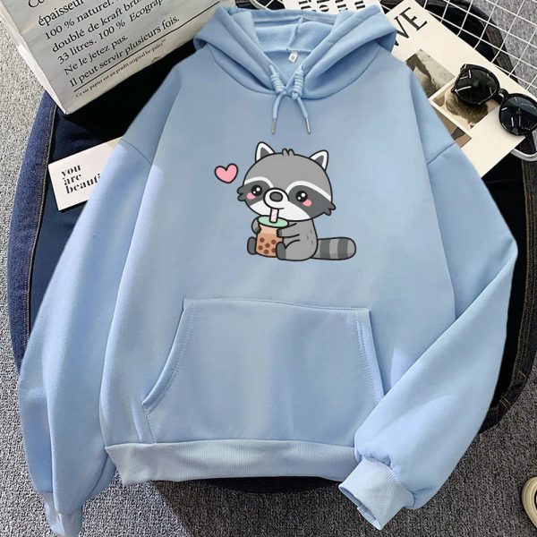 Cute Raccoon Drinking Bubble Milk Tea Unisex Hoodie