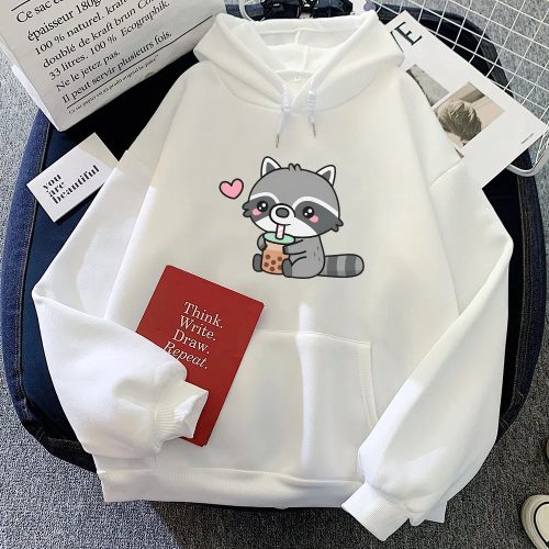 Cute Raccoon Drinking Bubble Milk Tea Unisex Hoodie